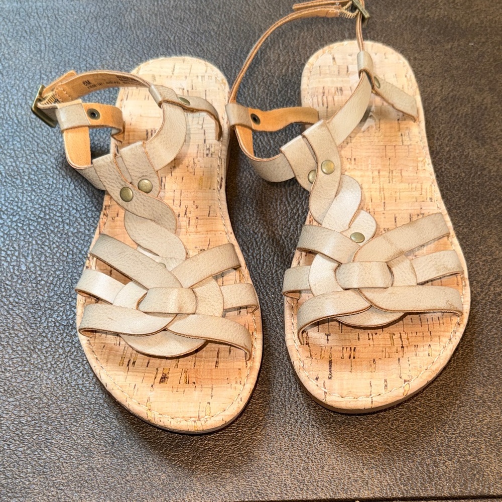 Kork Women's Beige Braided Cork Sandals, Sz 6 EUC